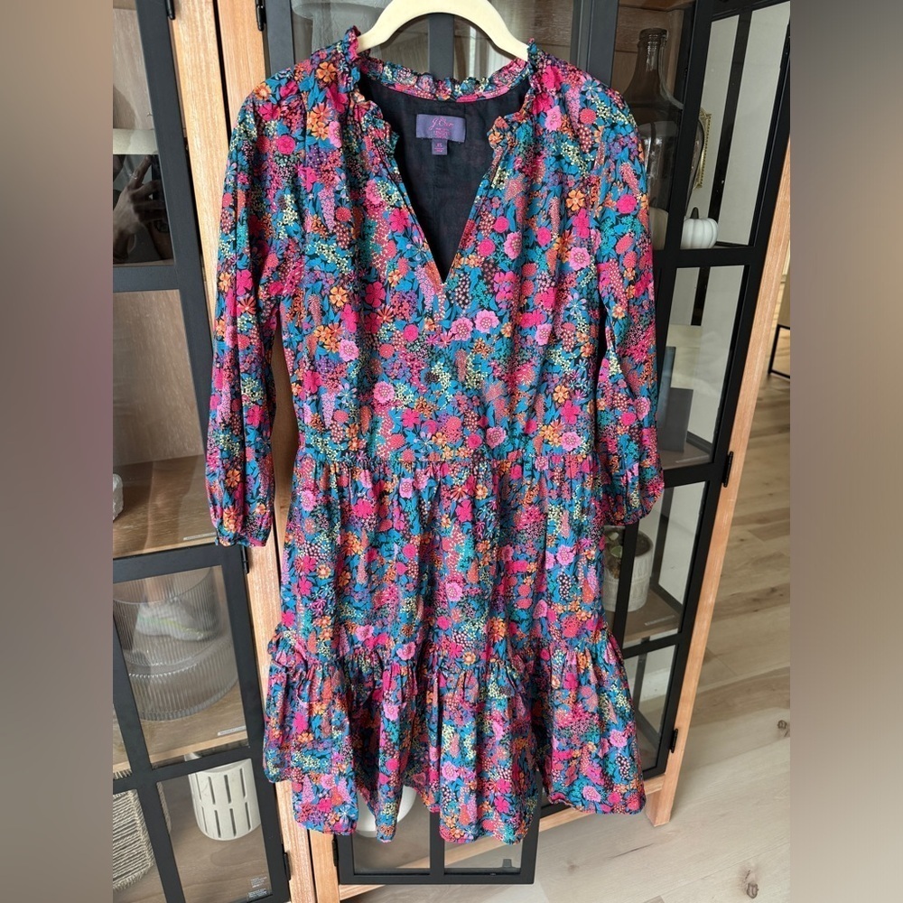 J. Crew Liberty London dress ruffle floral Ciara Print Tier Popover long sleeve